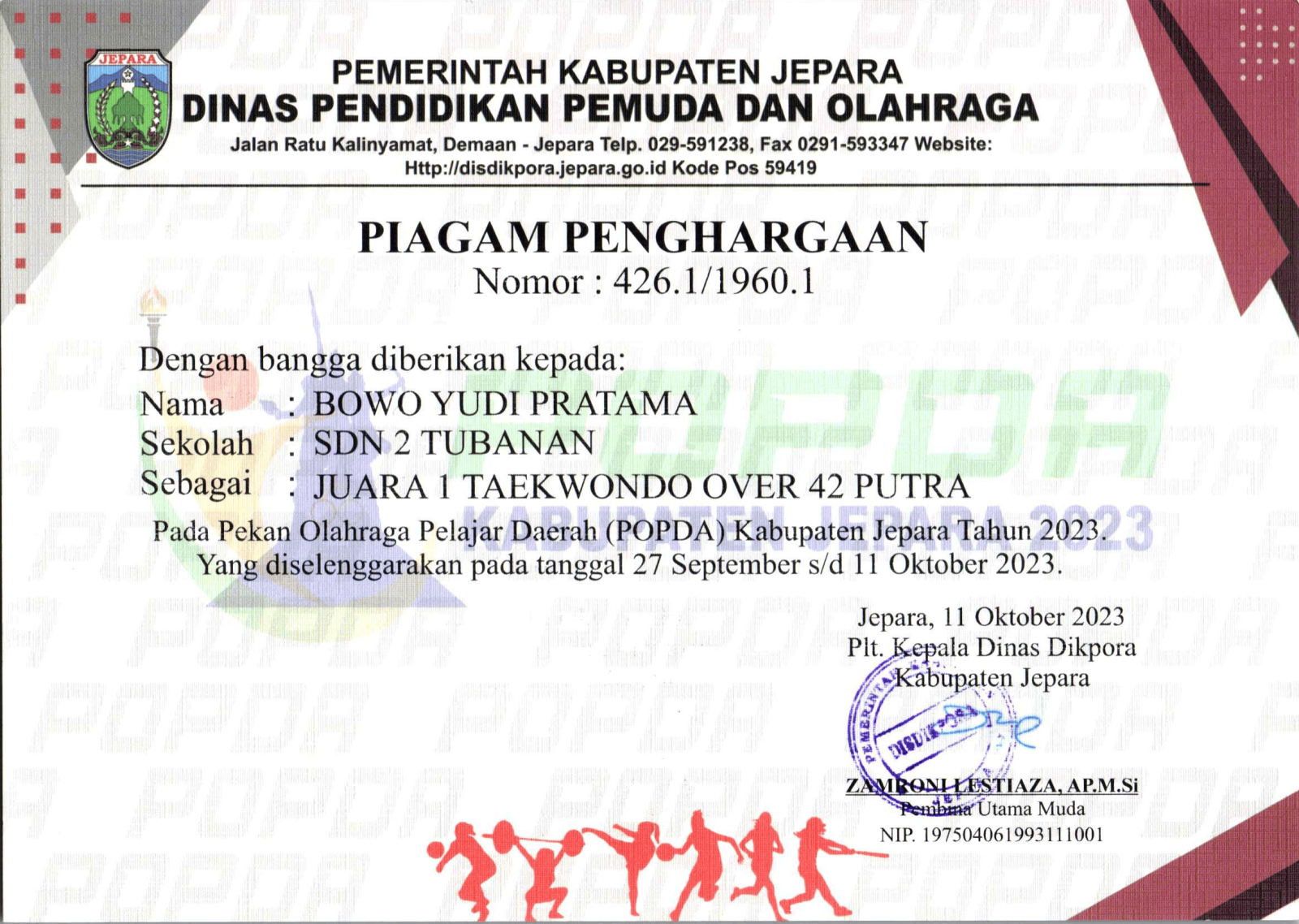 TAEKWONDO BOWO YUDI PRATAMA TAHUN 2023 SDN 2 TUBANAN 1